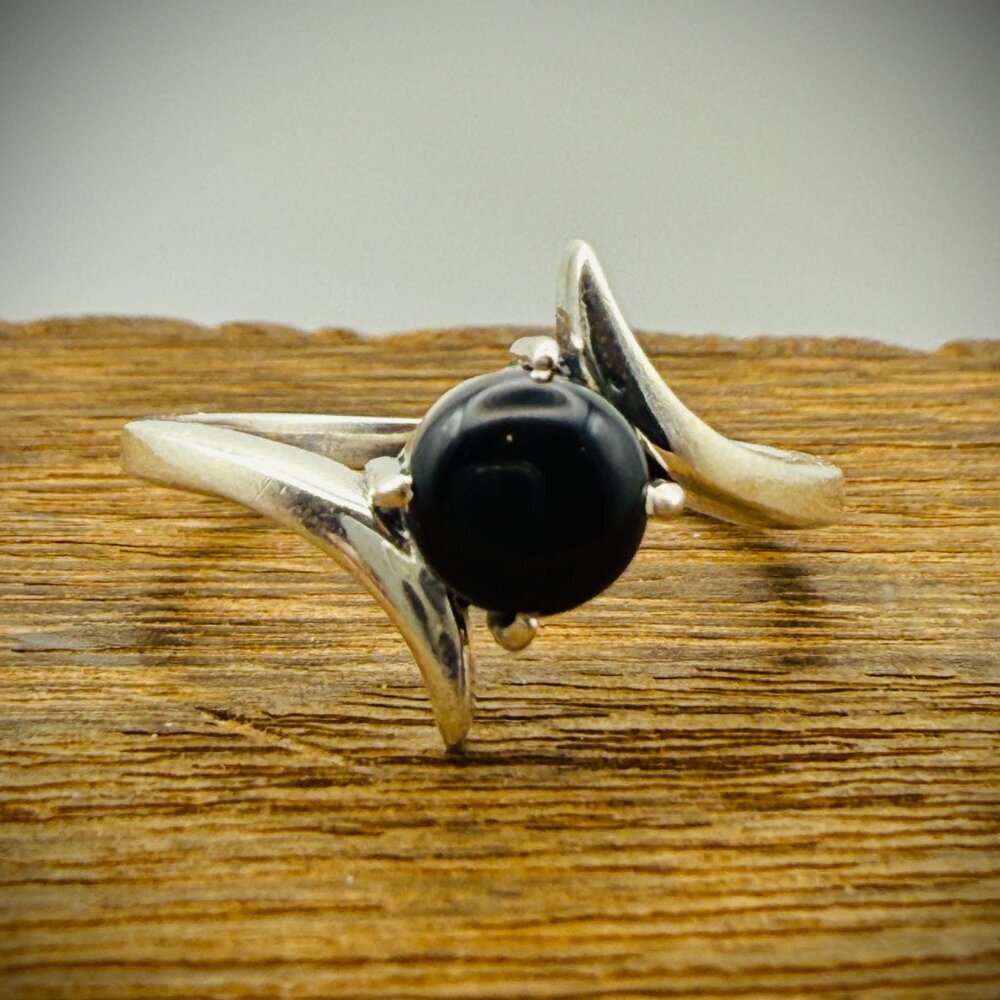Womens Onyx Sterling SILVER 925 Ring Sz 7